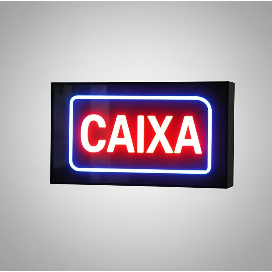 Painel De Led Luminoso Caixa Bivolt Com Fixadores 48x25cm Le-4002 Iluminação Neon Loja Decoração