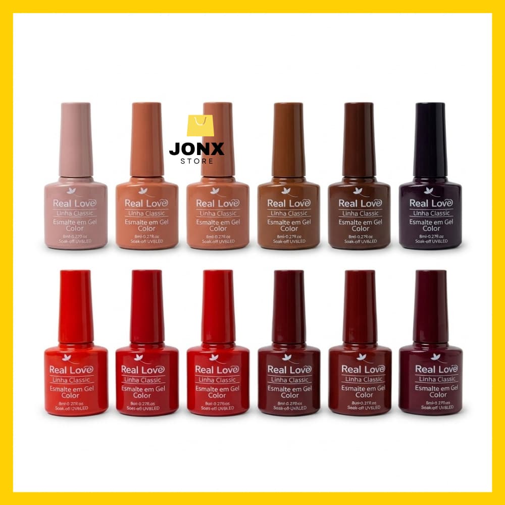 kit Esmaltes Unhas Gel Real Love Classic Cores Variadas Manicure Unha Profissional Atacado Uv/Led