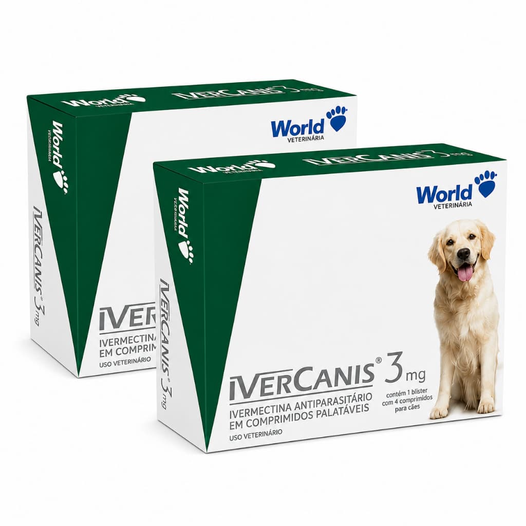 Kit 2 Caixas Ivercanis Remédio Carrapato Pulga Sarna Para Cachorro 3mg 8 Comprimidos