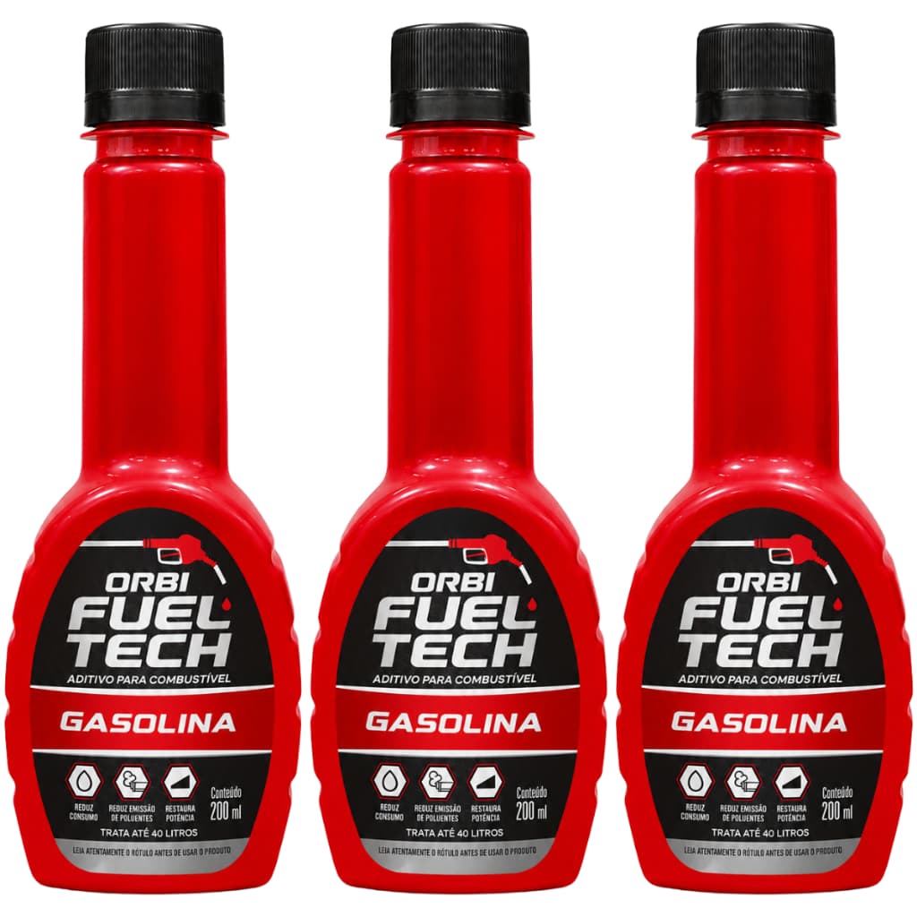 Kit 03 unidades Aditivo Para Combustível À Gasolina Orbi-ag 200ml Moto Carro