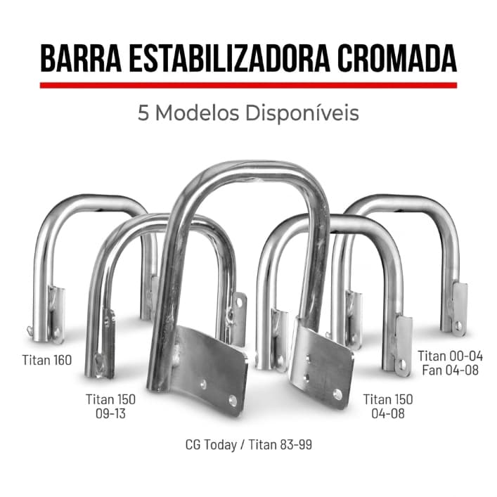 Barra Estabilizadora Moto Honda CG Titan Fan Today 125 150 160 Cromada