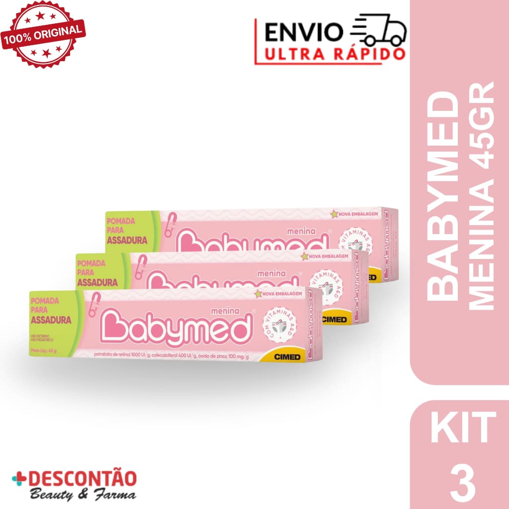 Kit 3 Pomadas Para Assadura Babymed Menina 45g