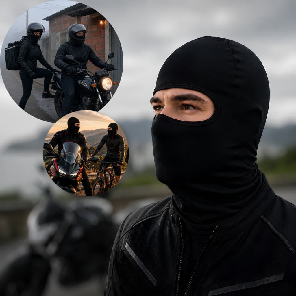Balaclava Ninja Mascara Proteção UV50+ Preta Térmica Vôlei Militar Ciclismo Motoboy Touca Balaclava