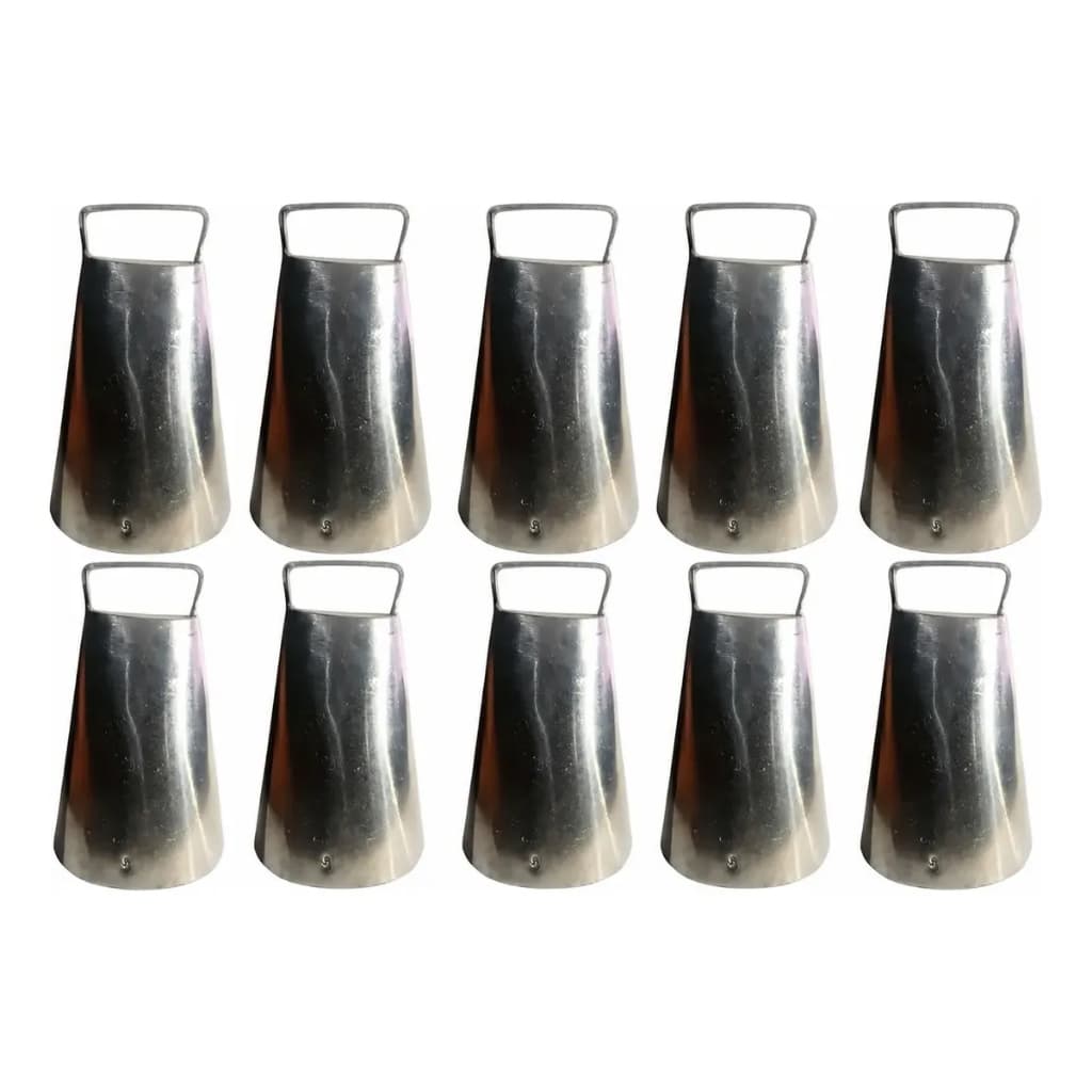 Kit Com 10 Chocalhos Para Bezerros, Bovinos Em Inox 10cm N°4