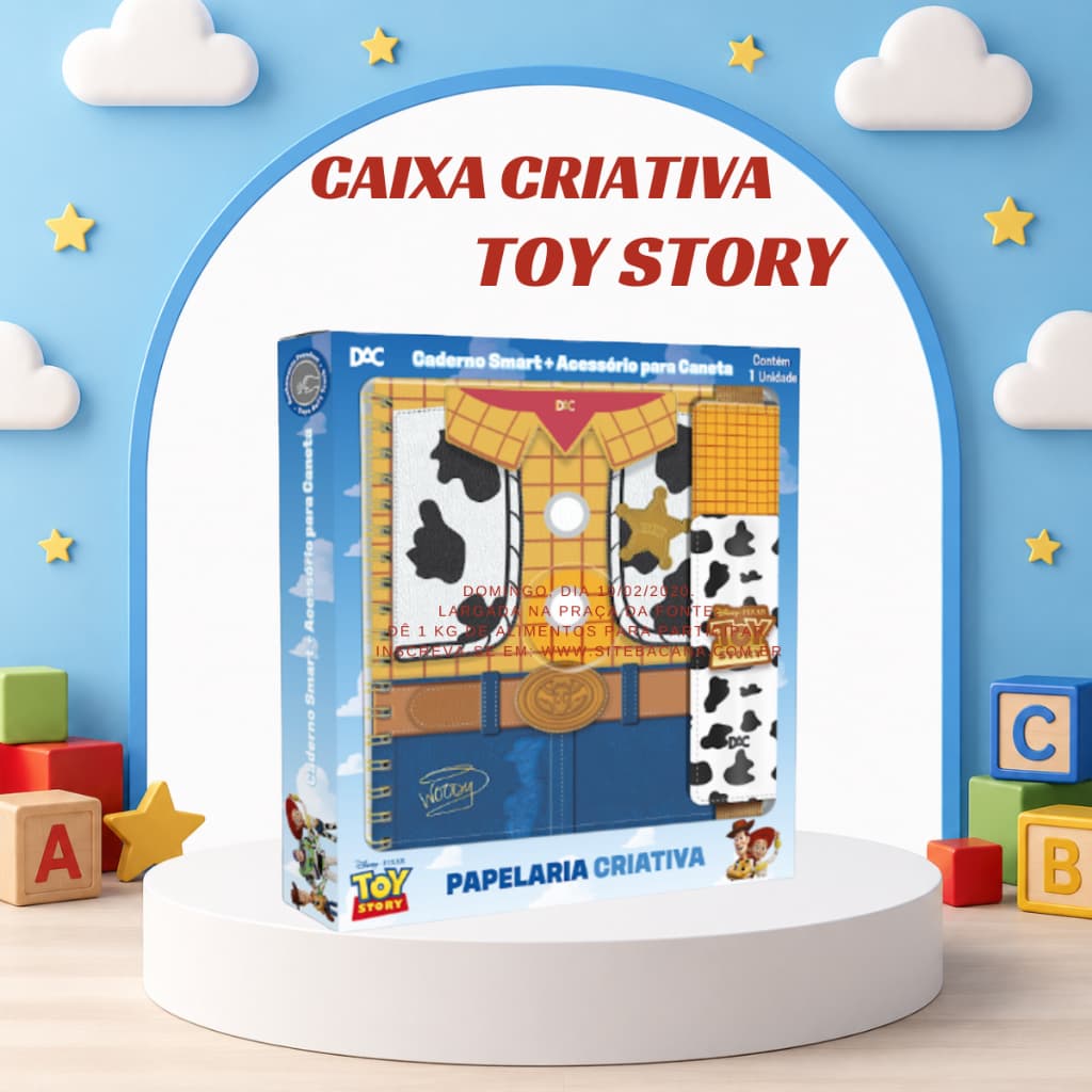 Caderno Smart DAC Toy Story Caixa Criativa com Porta Caneta Original