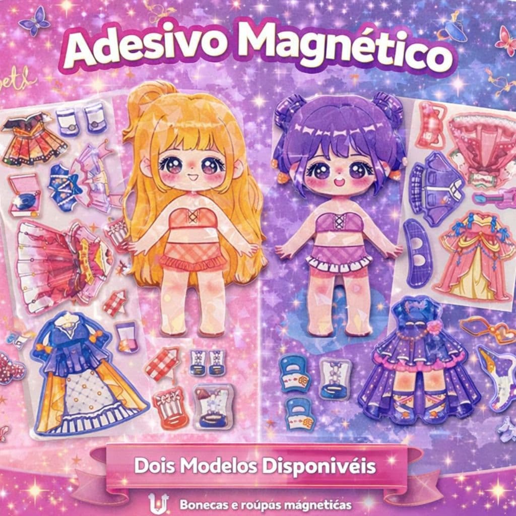 Kit Bonecas Magnetica Princesas Para Vestir Com Roupas e Acessorios Montar Looks Criativos