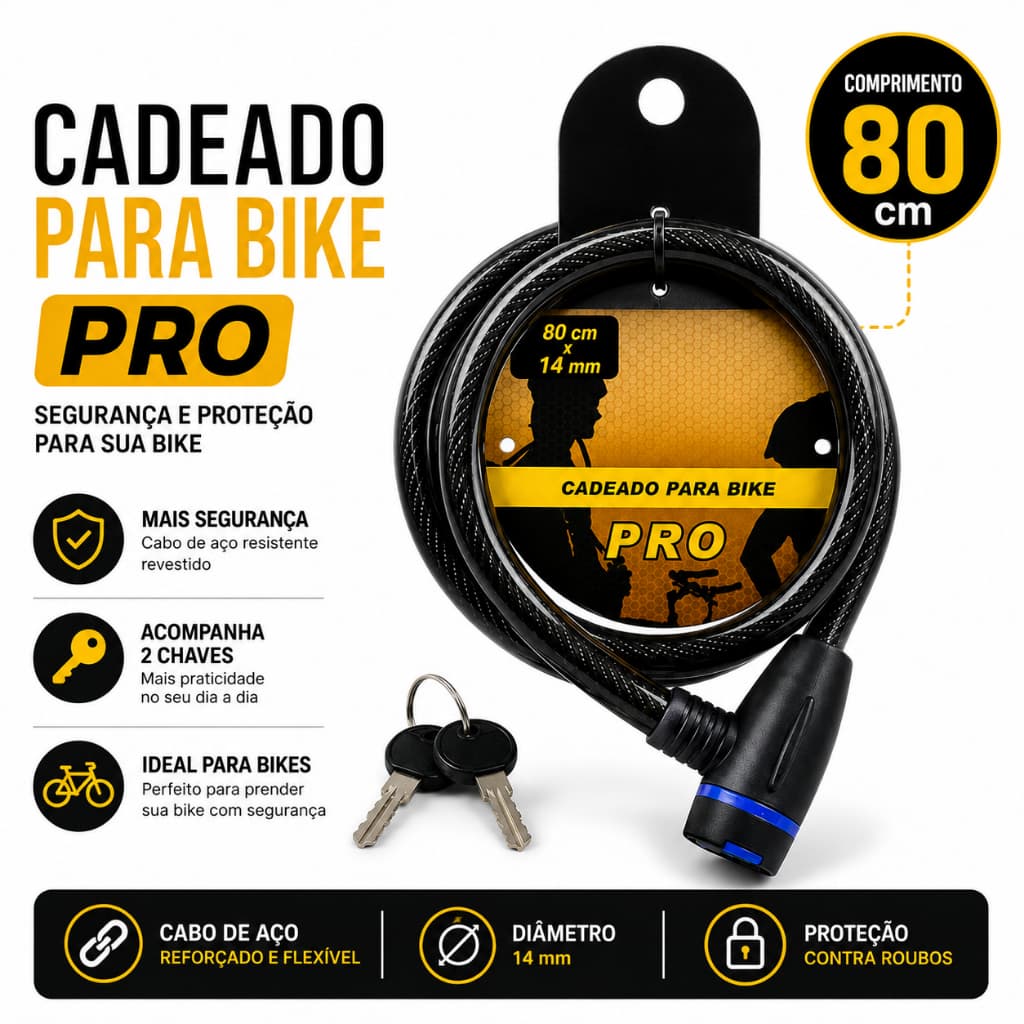 Cadeado Para Moto Bicicleta Bike Capacete Portão Porta Corrente Segurança Trava Antifurto
