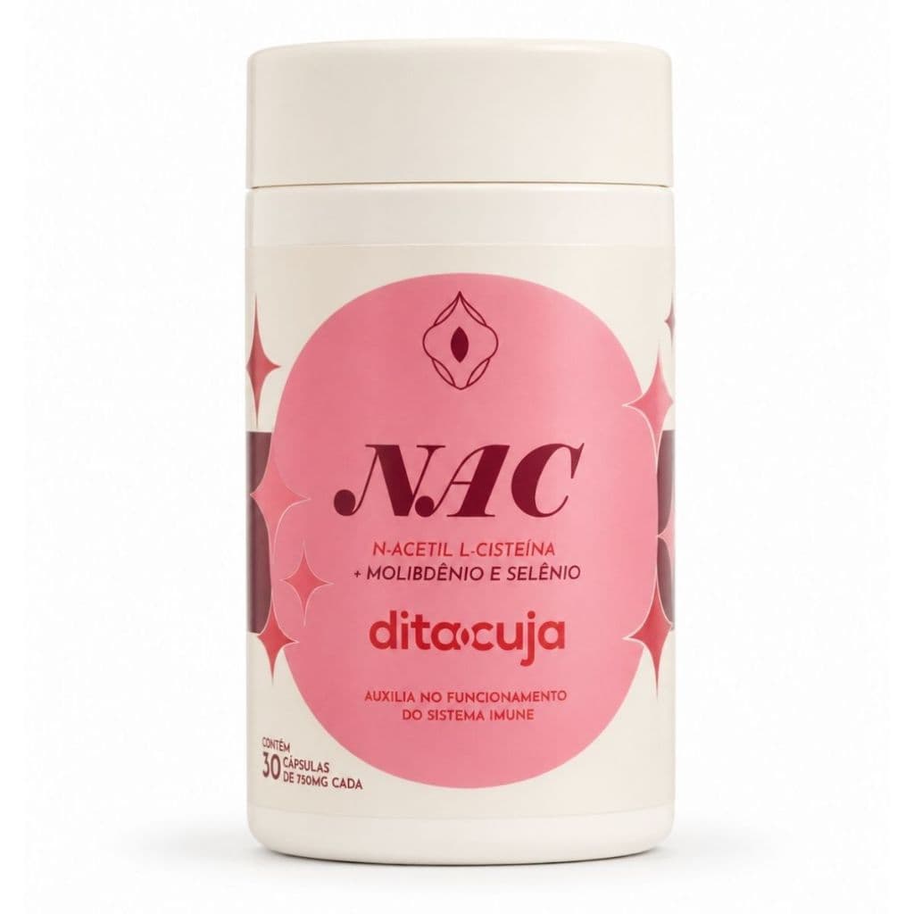 NAC 600mg Dita Cuja, N-Acetil L-Cisteína + Selênio + Molibdênio 30 Cápsulas Antioxidante Imunidade