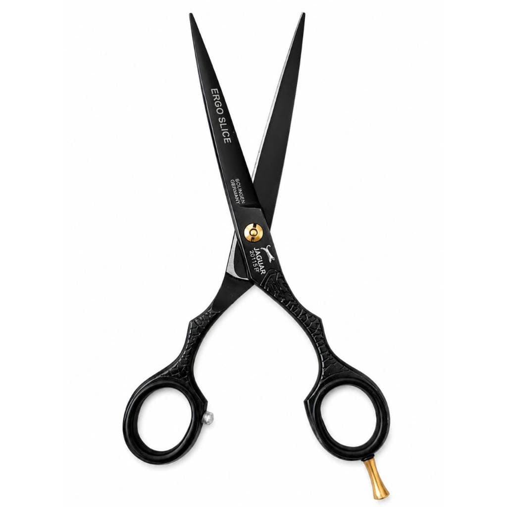 Tesoura Cabeleireiro Barbeiro Jaguar 7" Polegadas Preta  Corte Fio Navalha Profissional