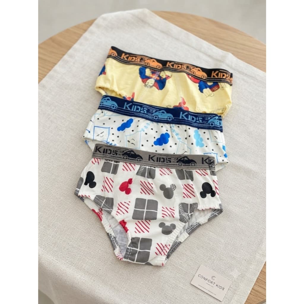 Kit 6 Cuecas Infantil Tradicional De Algodao Com Cos Bordado Cod:025