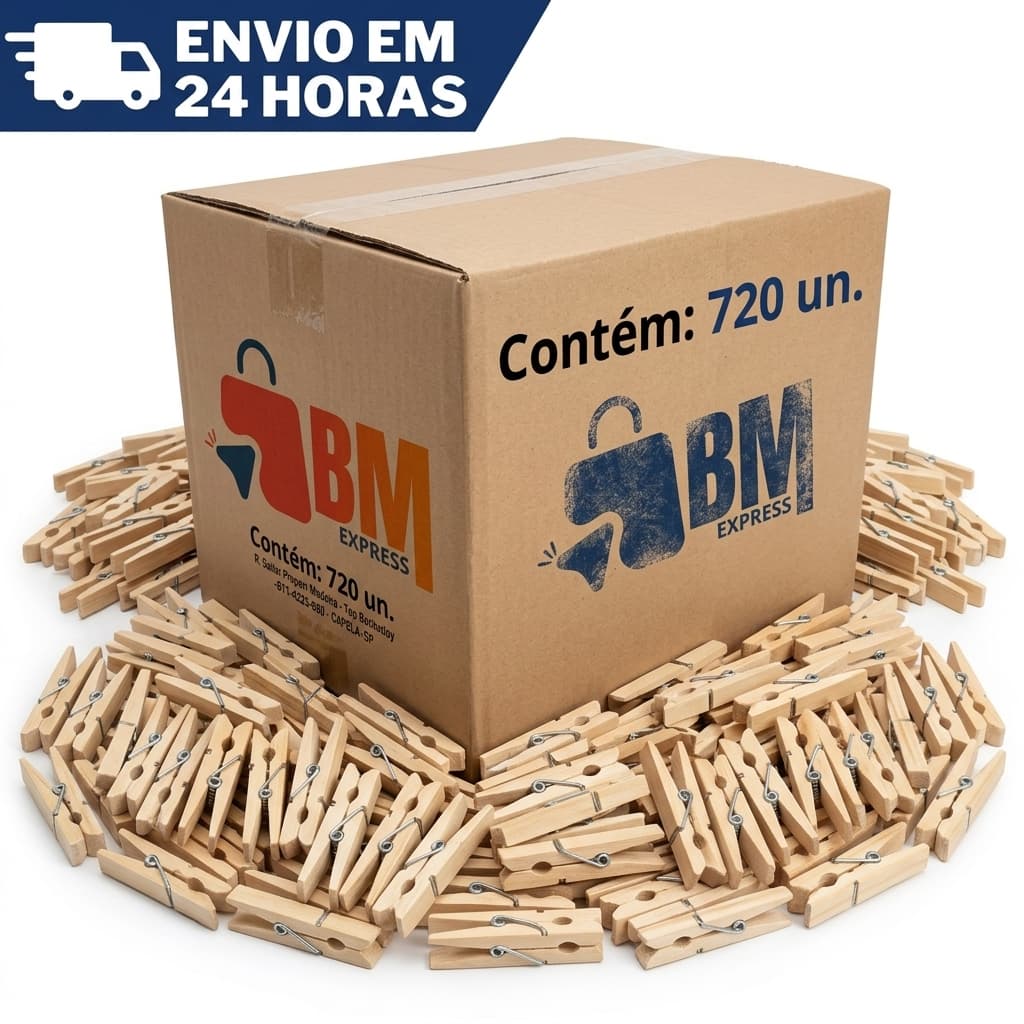 Kit 720 Prendedores de Roupa Madeira Reforçado–Pregadores para Varal Resistentes, Alta Durabilidade, Não Enferruja