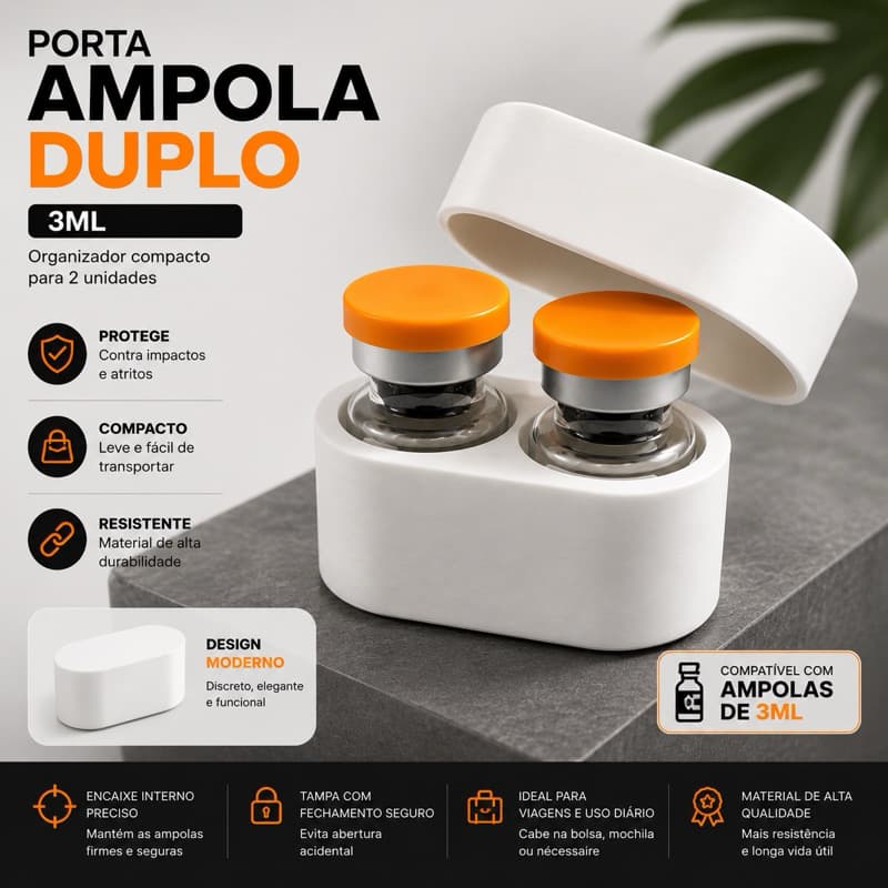 Porta Ampola Duplo | Organizador Compacto e Resistente para 2 Unidades - 3ml