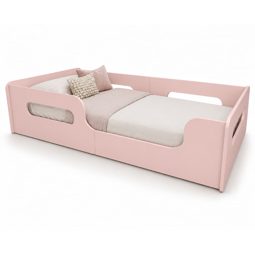 Cama Infantil Montessoriana Medida Solteiro Com Grade Proteção Caminha Cercado Quarto Juvenil