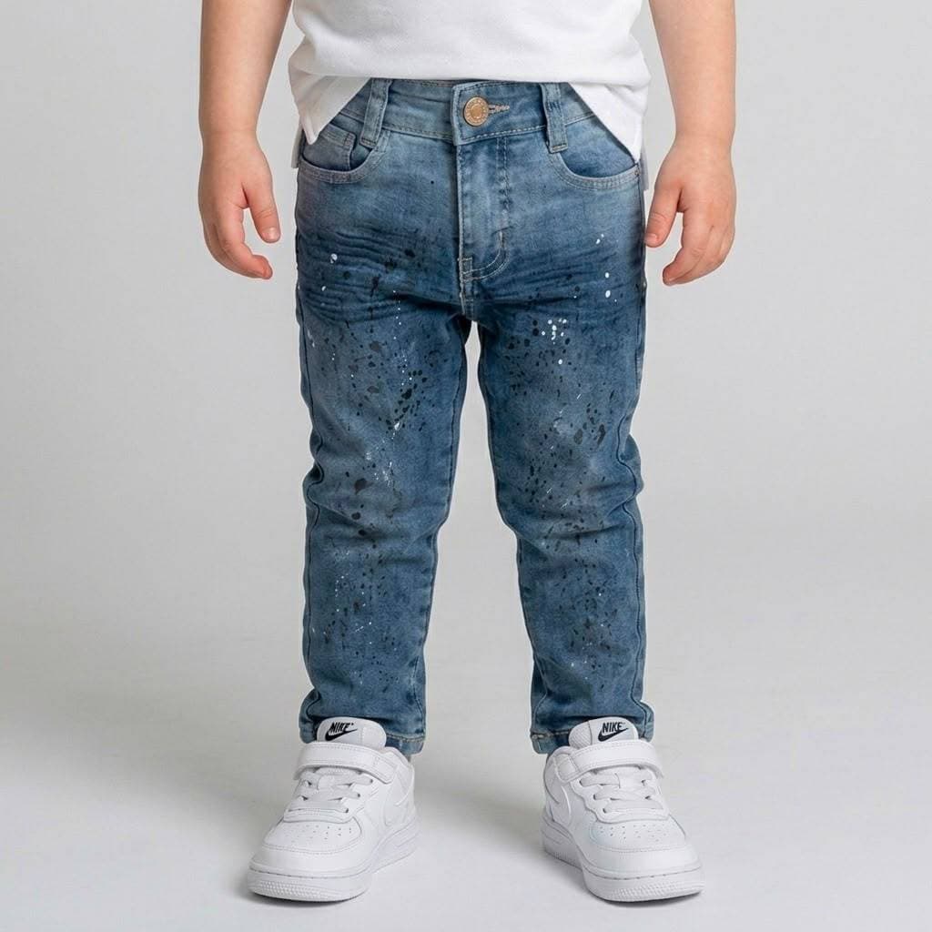 Calça Jeans Infantil Menino Skinny Com Elastano Cós Ajustável Regulagem Interna 1 2 3 Anos