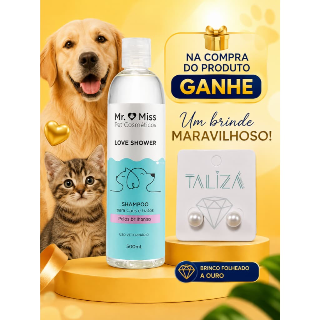 Shampoo 500ml MR & MISS PET para Cães e gatos + Gratis brinde