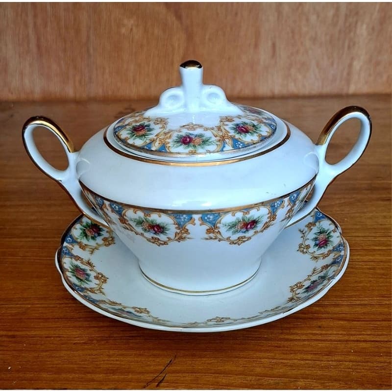 Açucareiro antigo de porcelana da marca Porcelana Real