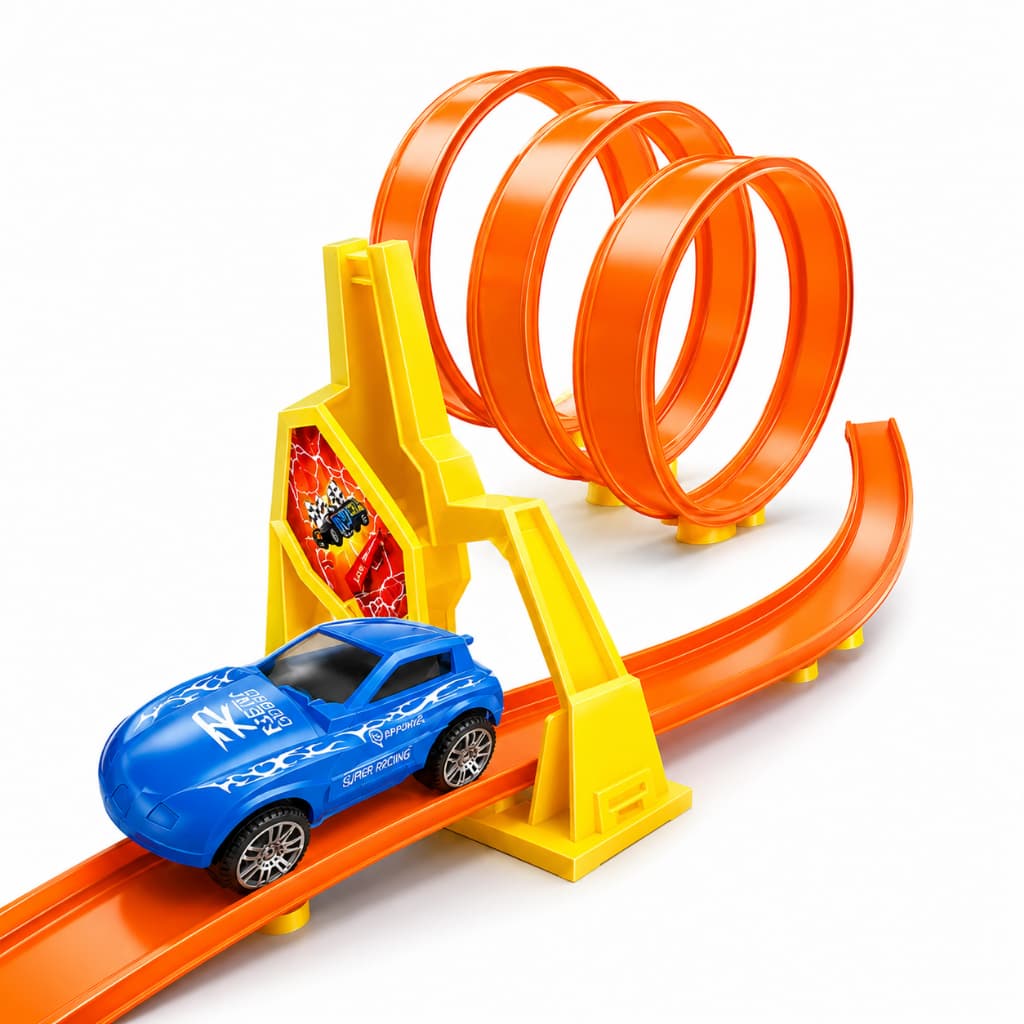 Pista de Corrida Radical 3,40m com 3 Loopings e Carrinho de Alta Velocidade 1690