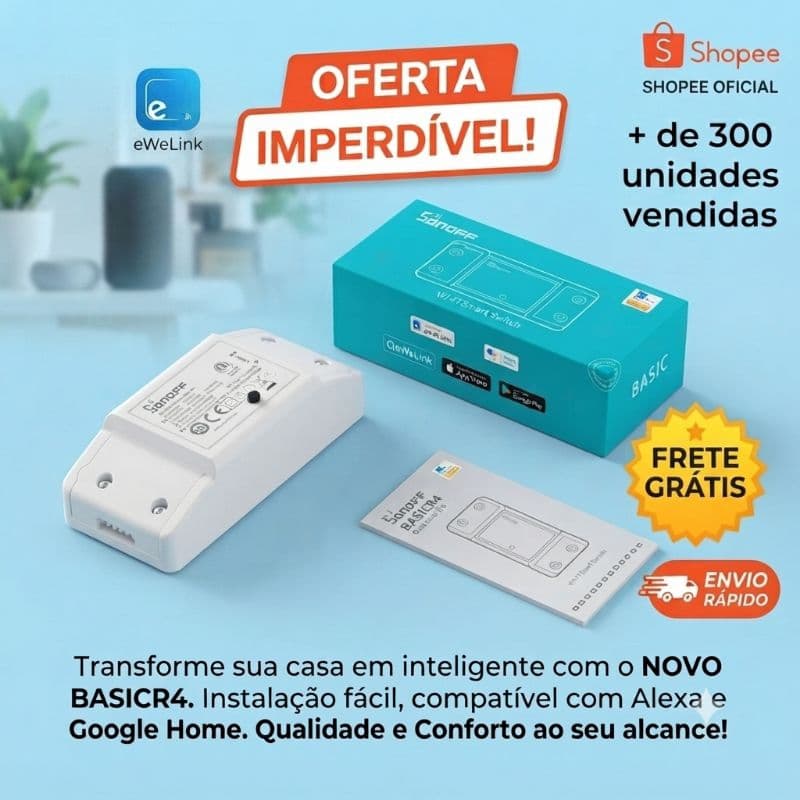 SONOFF BASIC R4 INTERRUPTOR INTELIGENTE WIFI EWELINK, ALEXA, GOOGLE NEST