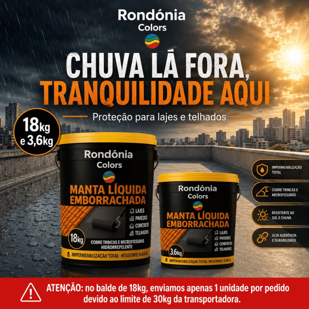 Manta Líquida 18kg 3,6kg para proteger lajes telhados e paredes contra chuva umidade e infiltração
