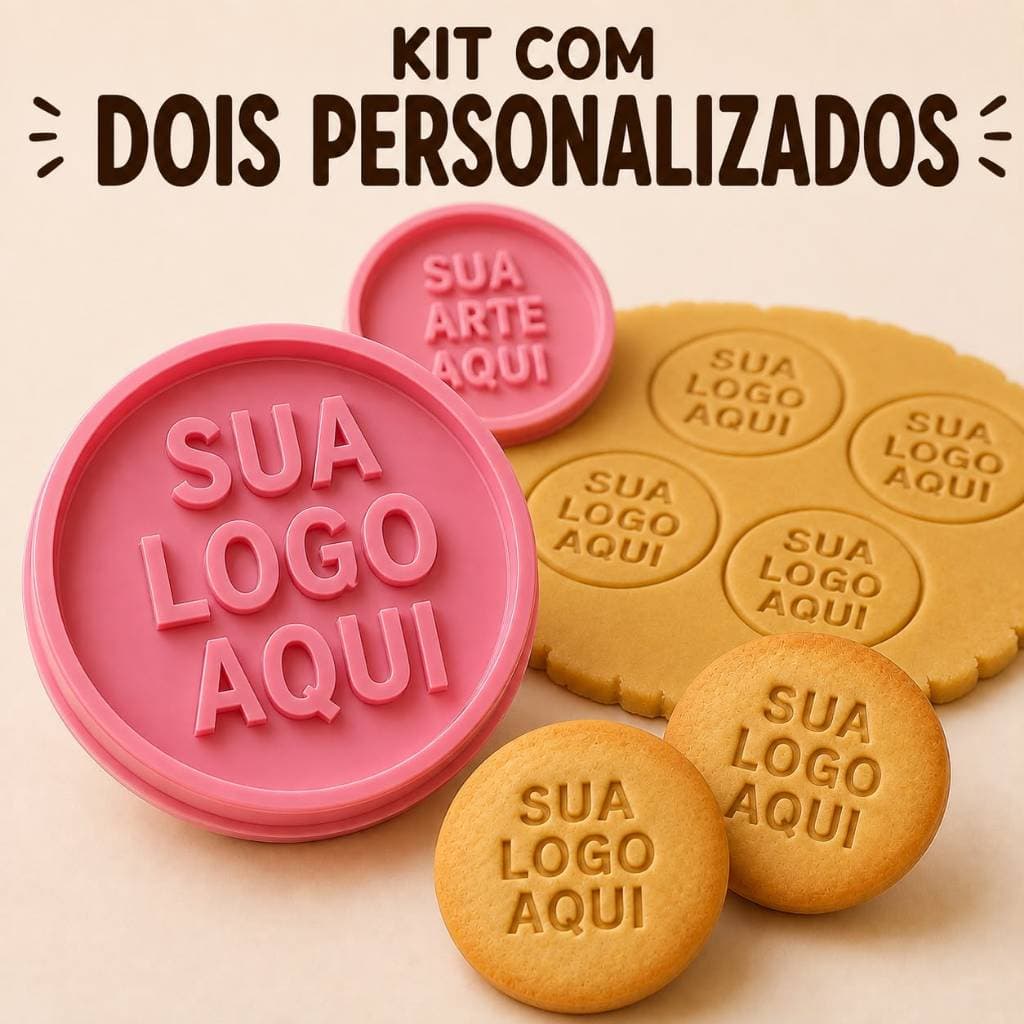 kit com 2 Personalizados Carimbo de Biscoito com sua logo marca Marcador de Massa Confeitaria