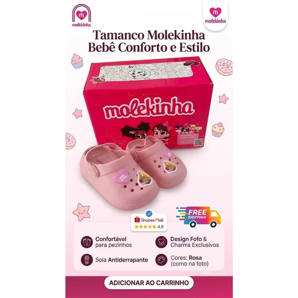 Babuche Baby  Clog Molekinha Linha Baby Leve e Macia