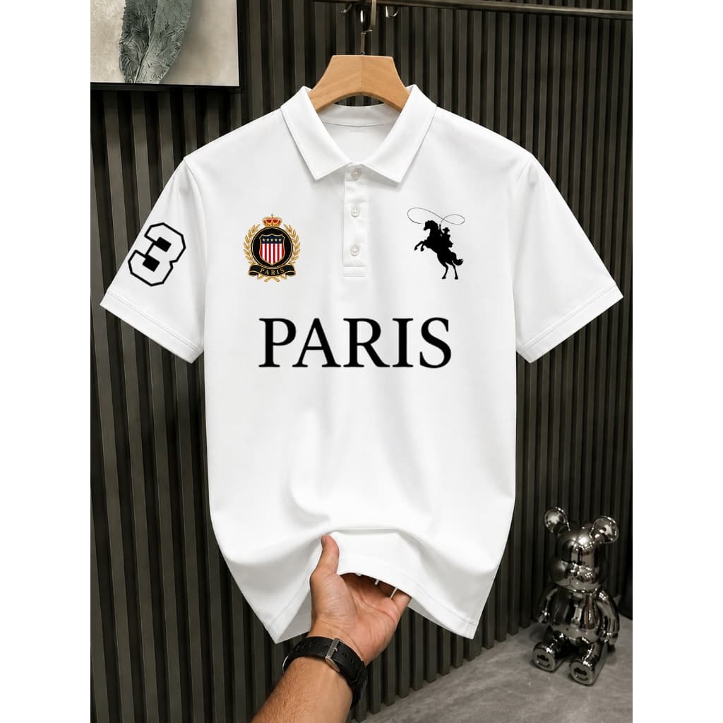 Camisa Polo Paris de Manga Curta Masculina Casual Premium