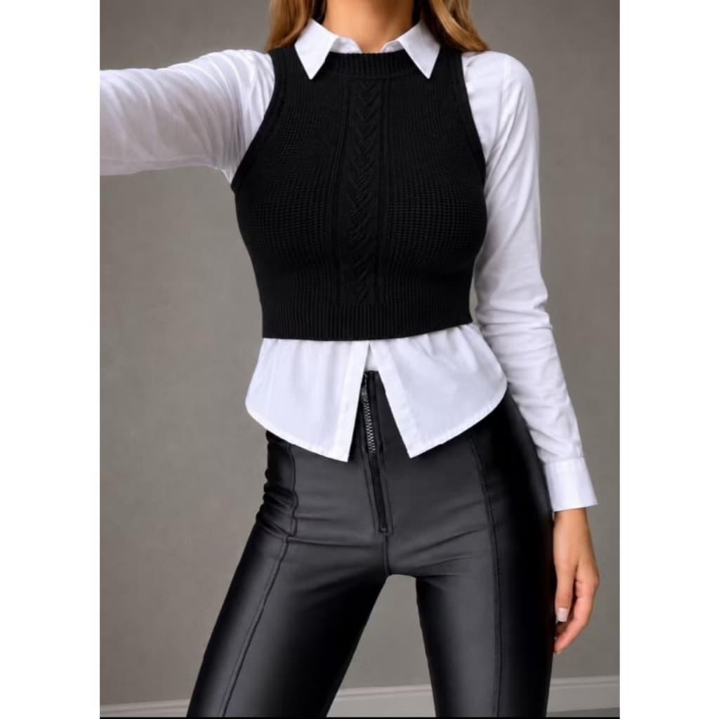 Blusa colete feminina blusinha regata detalhes relevo blogueira luxo leve Lançamento tricot modal