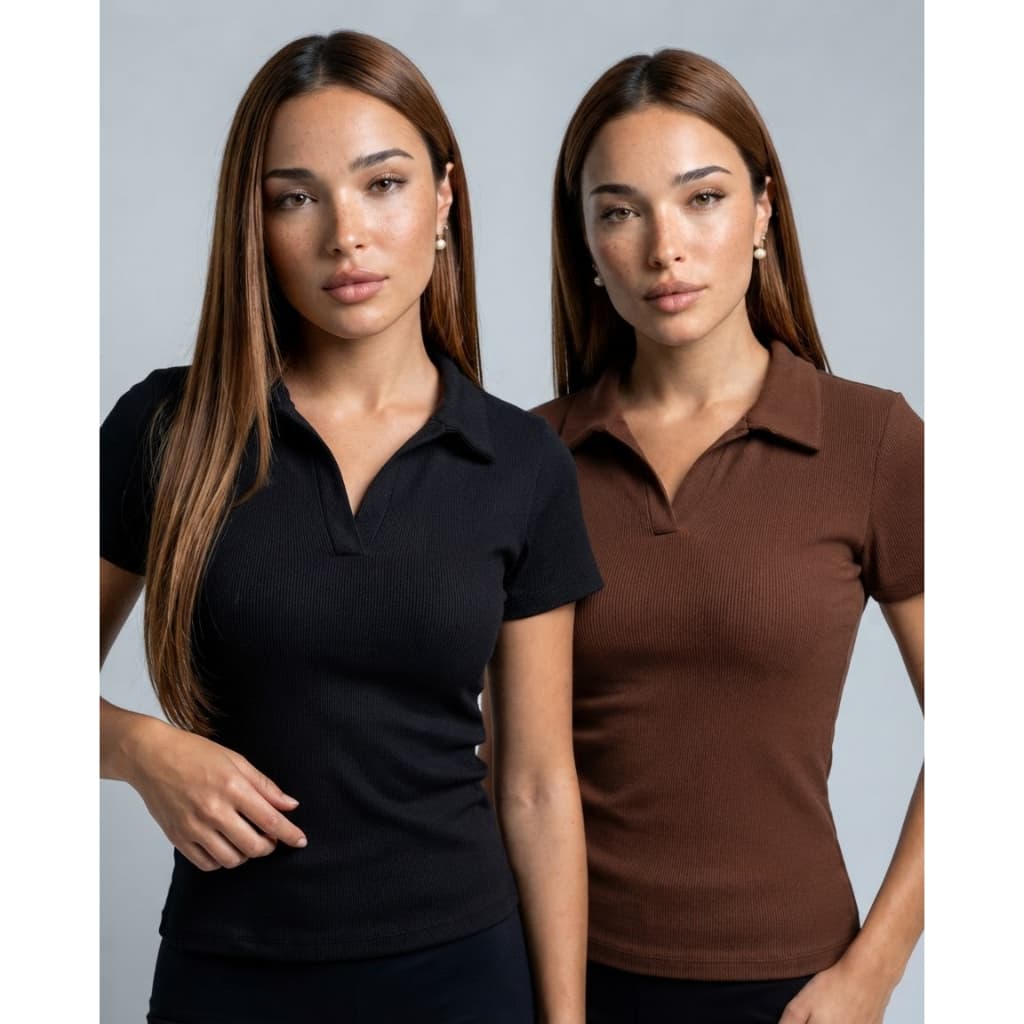 Camisa Gola Polo Feminina Algodão Social Kit 2