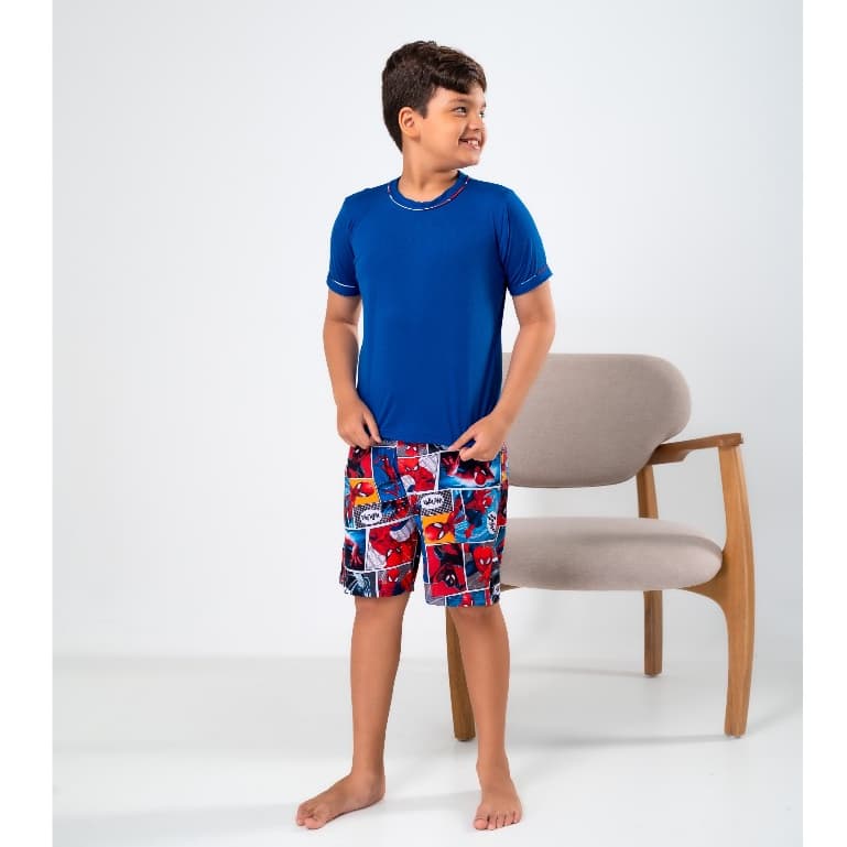 Pijama masculino INFANTIL curto confortável suede LF062IN