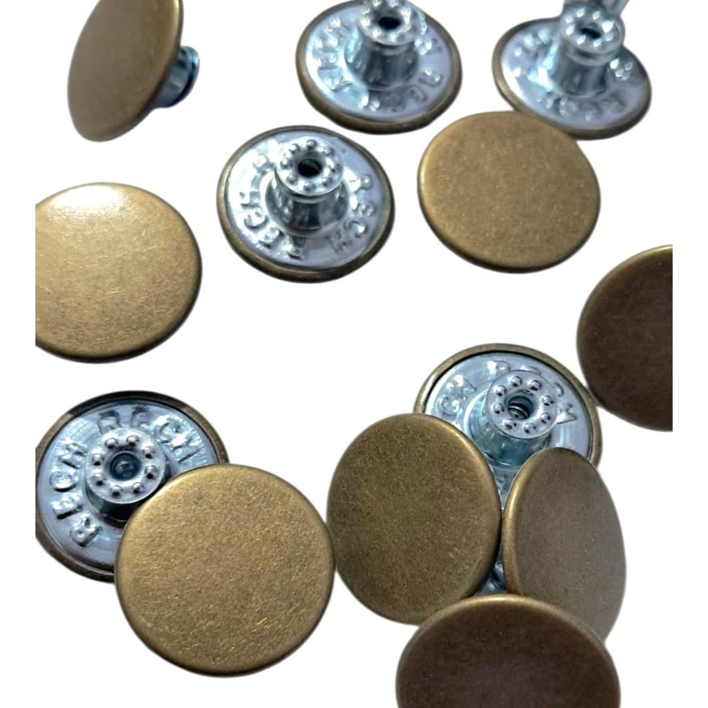 Botão Fréxivel 20mm Ouro Velho10 unidades Para Jeans, Bermudas ,Calças