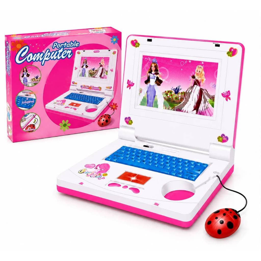 Laptop Infantil Notebook Brinquedo Rosa - Música, Luzes e Criatividade em um Design Compacto