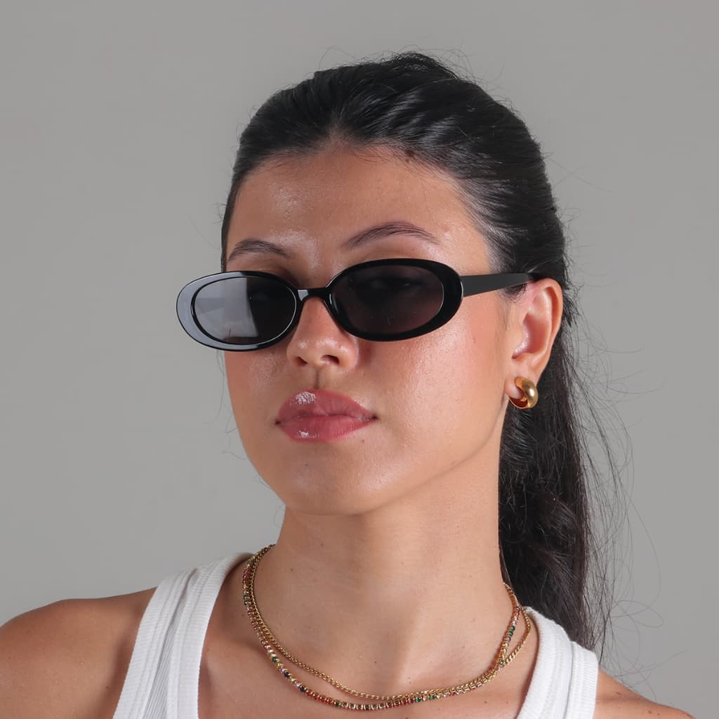 Óculos de Sol Oval Feminino Estilo Luxo Fashion Retro