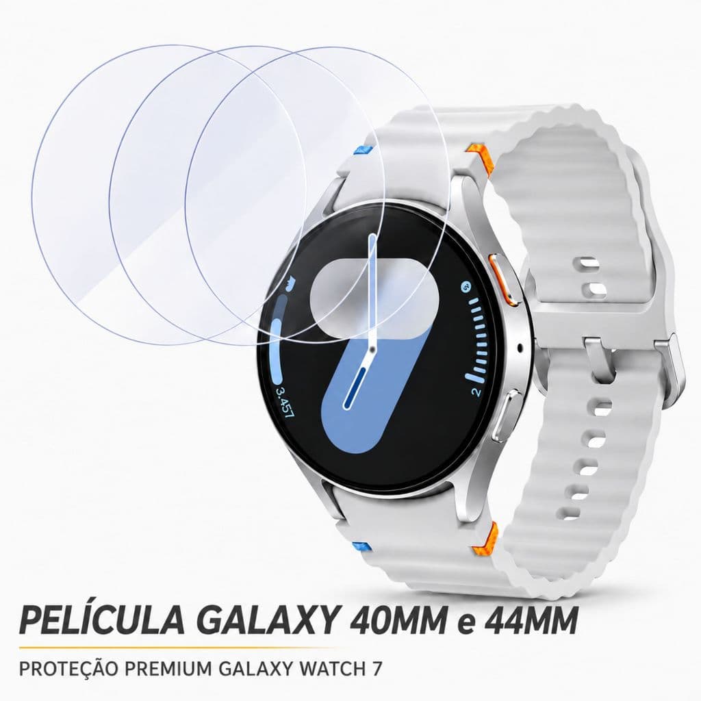 Película Galaxy Watch 7 Smartwatch Redondo Case de Proteção para Relógio 40mm e 44mm