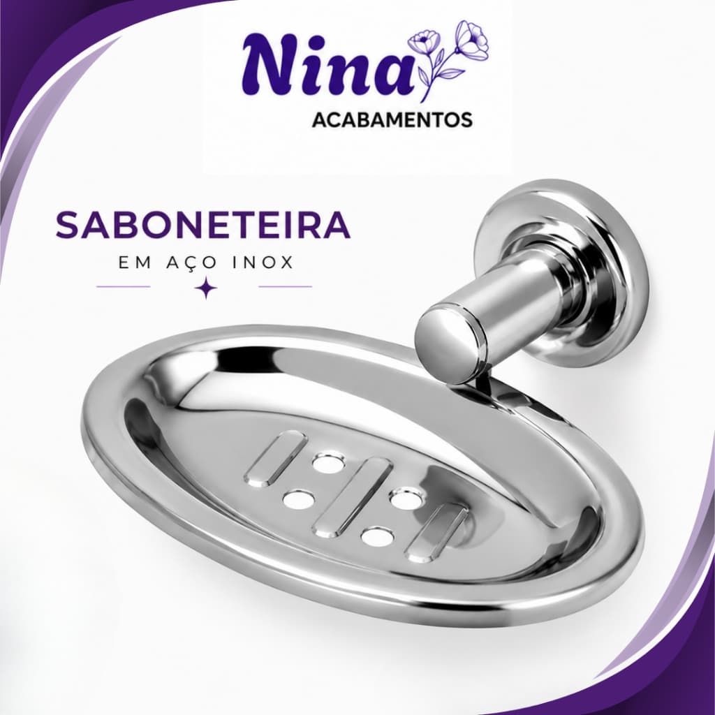 Saboneteira de Parede em Inox Porta Sabonete com Fixação Dupla para Banheiro