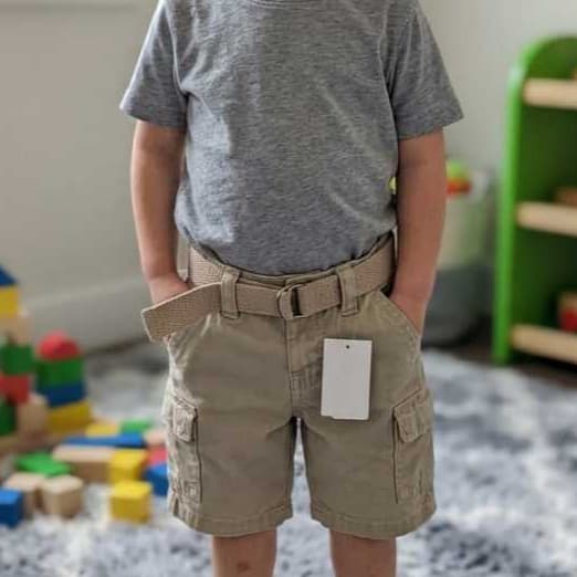Bermuda Infantil Masculina Sarja Cargo Com Cinto Menino Estilo Confortável