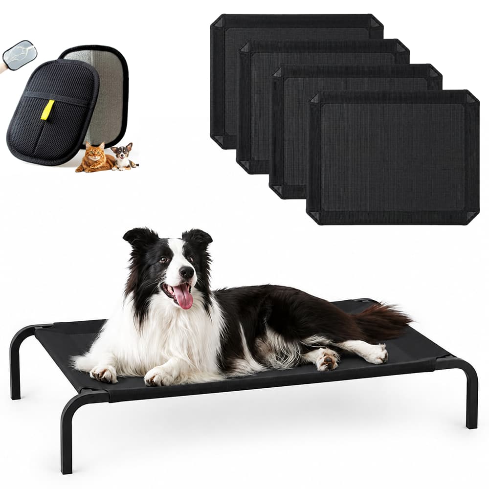 Cama Elevada Pet Cães E Gatos + 4 Telas Reposição + Luva Tira Pelos