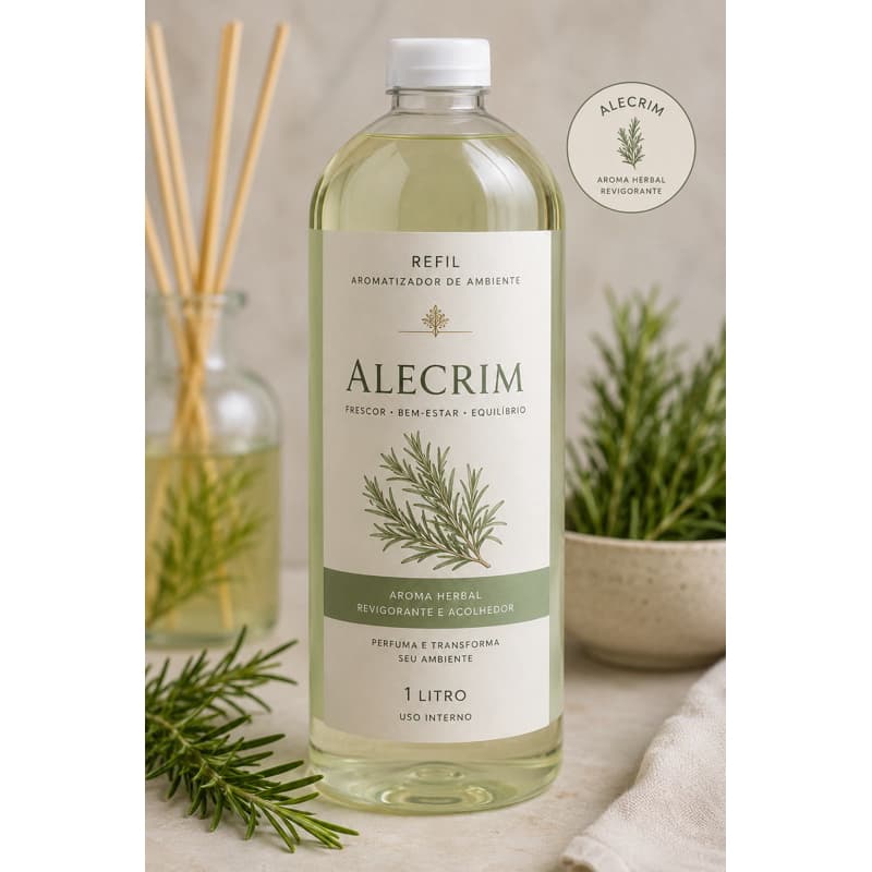 Refil Aromatizador de Ambiente Alecrim 1 Litro – Aroma Herbal Premium, Alta Fixação e Rendimento