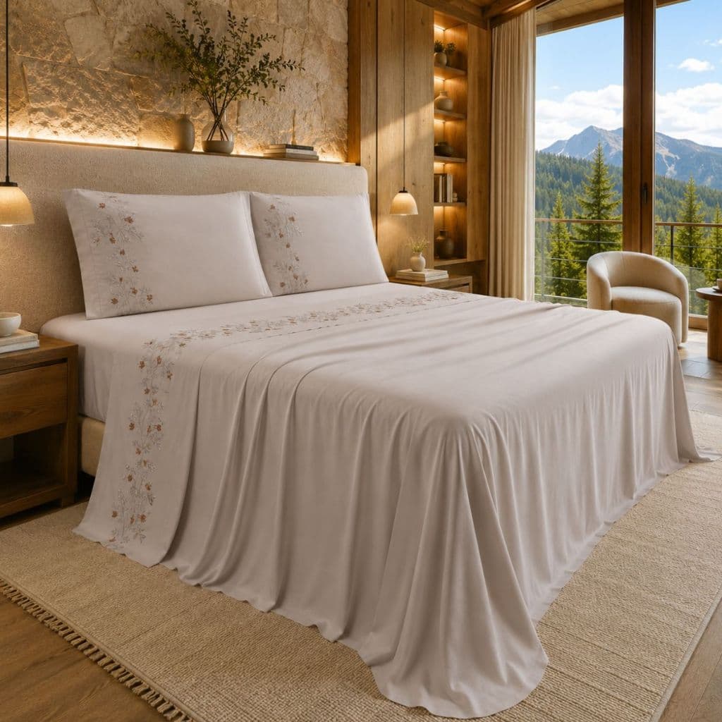 Jogo Cama King Size Bordado RomanticTecido 300 fios Premium