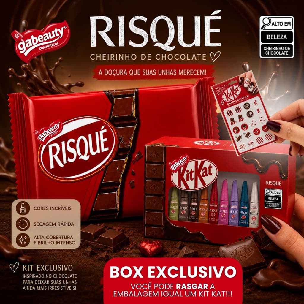 Esmaltes Risqué KitKat Lançamento Esmalte Com Cheirinho De Chocolate Esmalte Atacado Box
