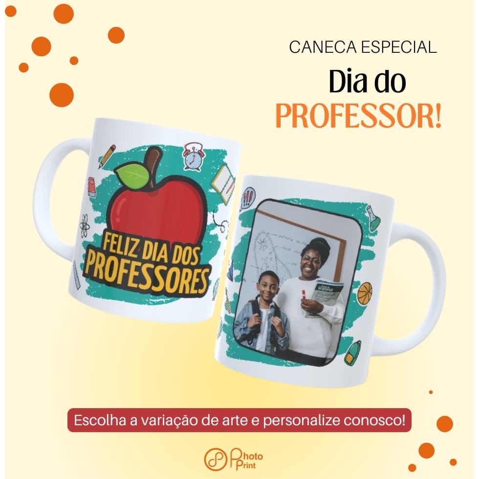 Caneca Branca de Porcelana personalizada | Dia dos Professores