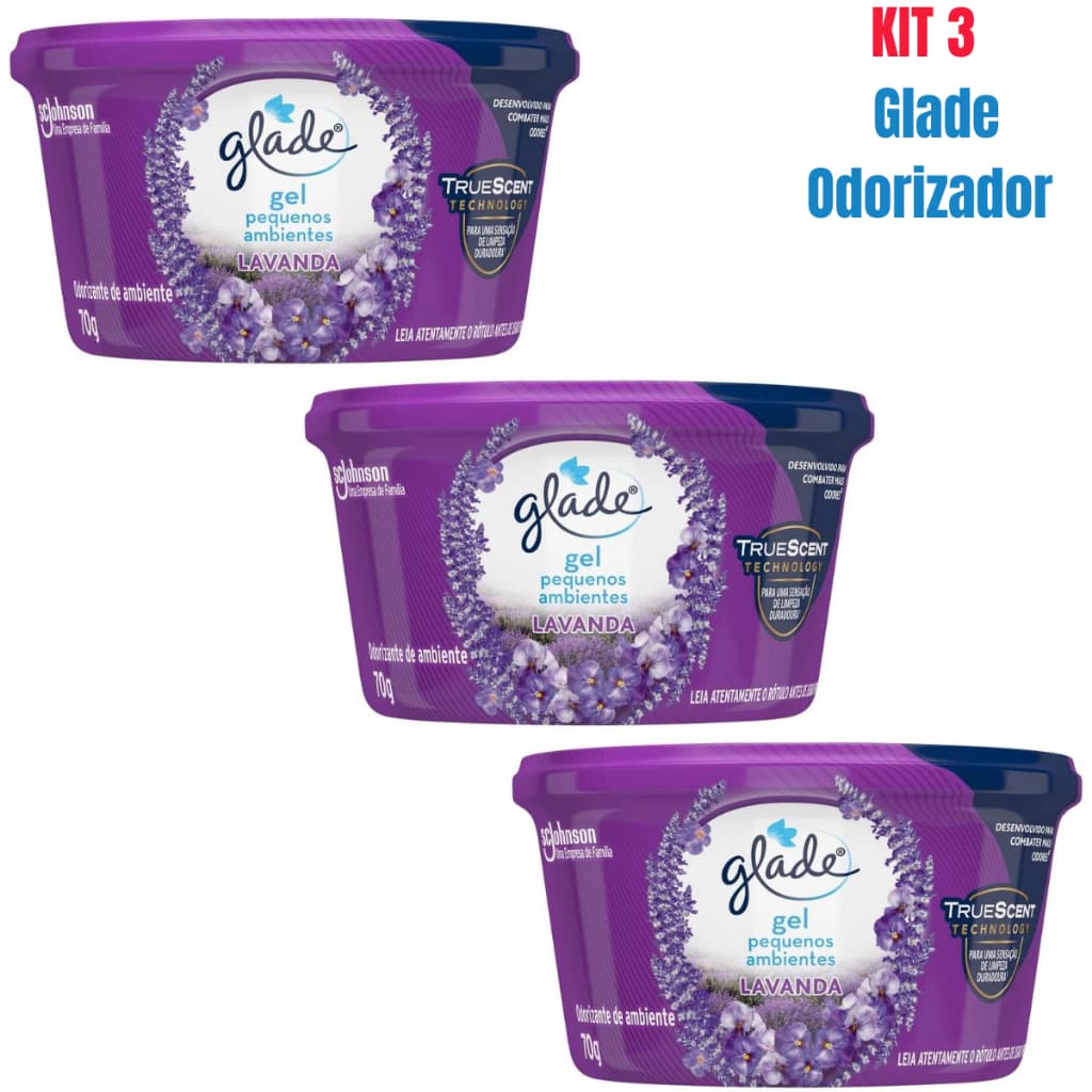 Kit 3 - Glade Odorizador de Ambiente em Gel Lavanda 70g Para Pequenos Ambientes
