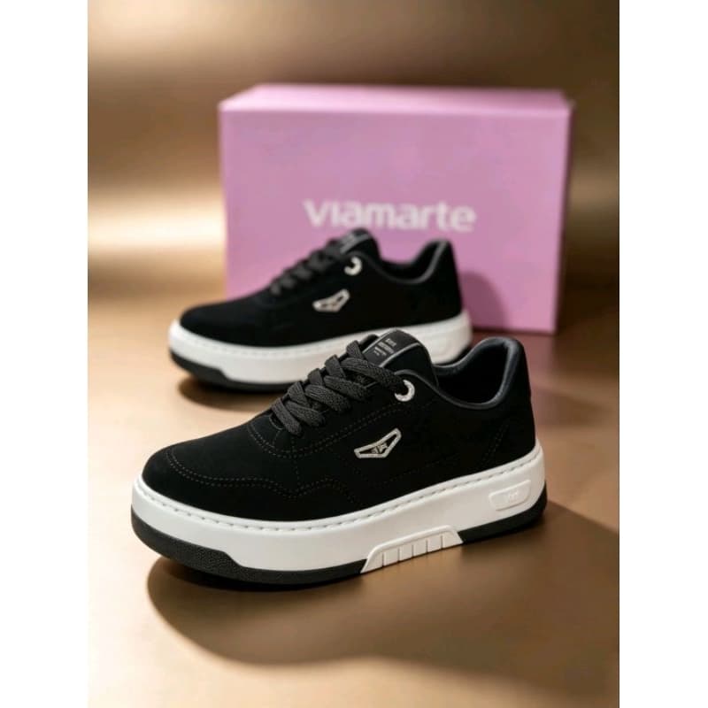 Tênis casual nobuck preto Via marte 126023