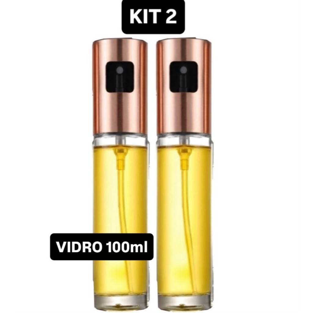Kit 2 Spray de Azeite 100ml Vidro e Inox Rosê Borrifador Pulverizador Cozinha