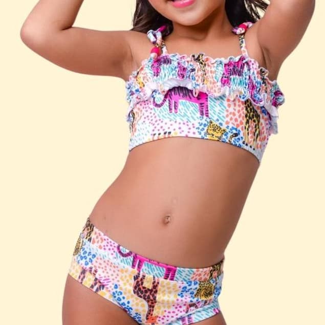 Biquini Infantil Menina I Proteção UV50+ I Todo Forrado I Confortável e Seguro para Praia e Piscina