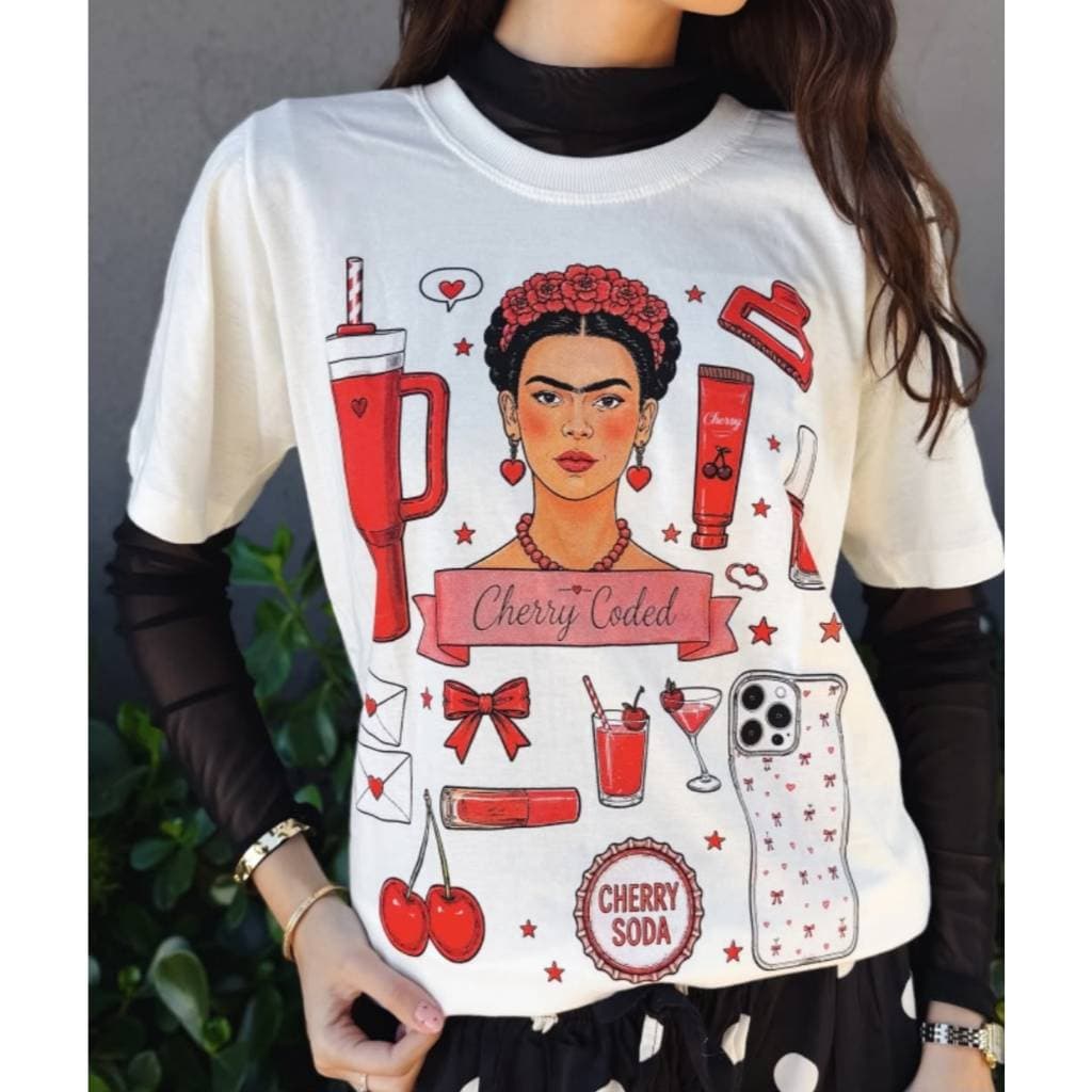 Camiseta Feminina Minimalista 100% Algodao Estampa Minimalista Blusa Tendencia