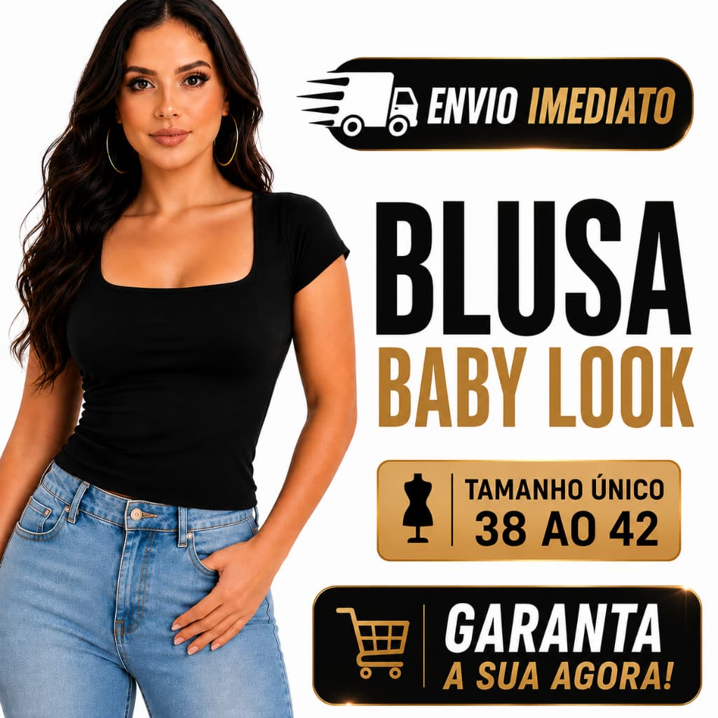 Blusa Feminina Decote Quadrado Manga Curta Suplex Forrada Babylook Básica Primavera Verão