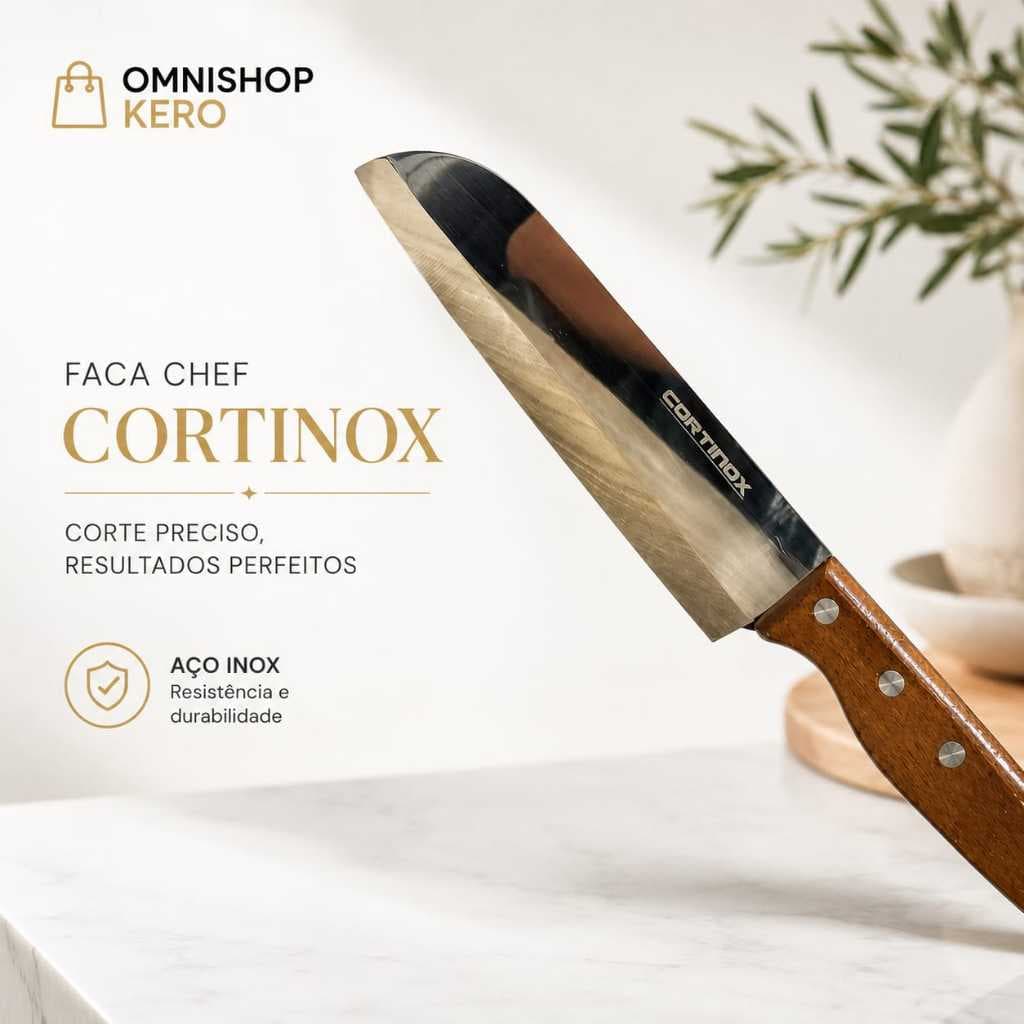 Faca de Cozinha Chef 29 cm| Faca De cozinha Com Cabo de Madeira