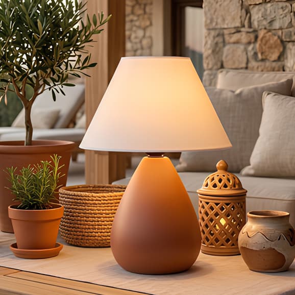 Abajur Luminaria de Cerâmica Porcelana Bivolt Com Cúpula para Decoração Quarto Escritório Sala
