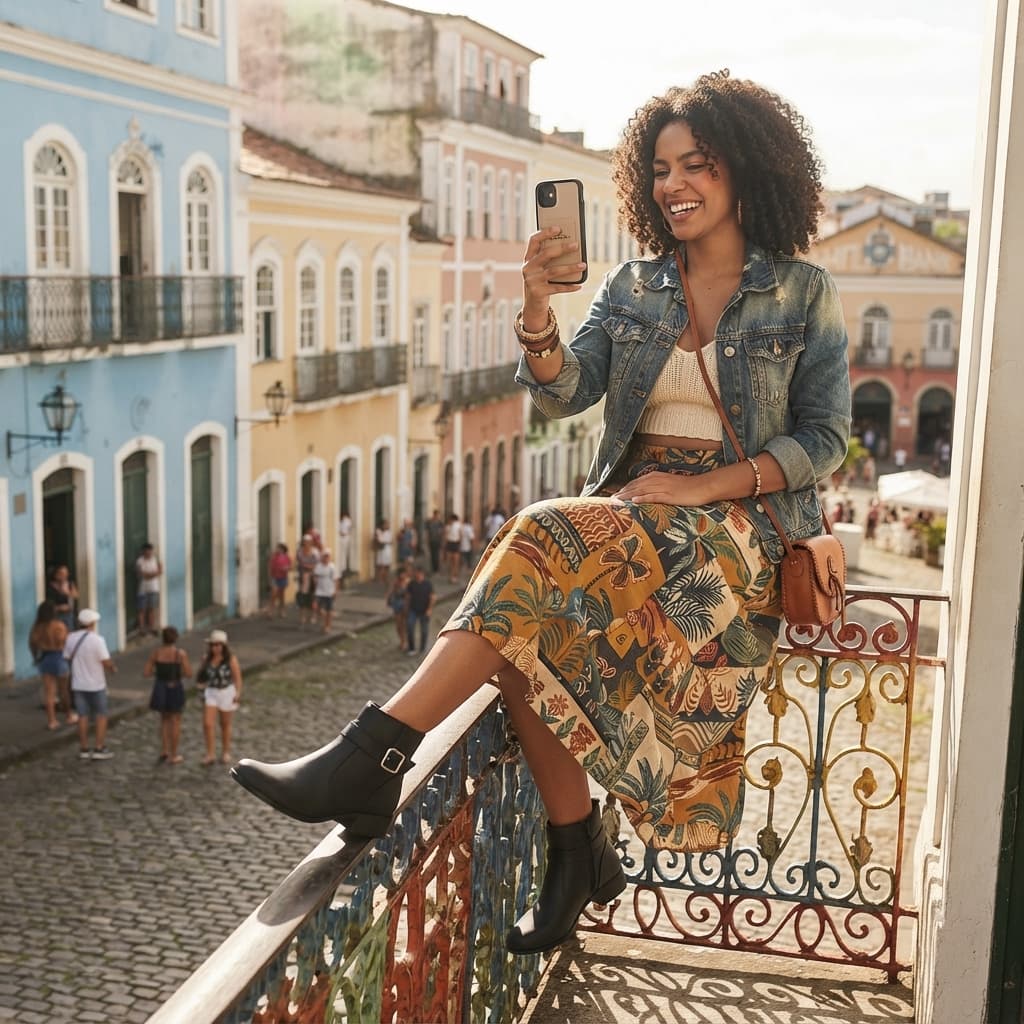 Bota Feminina Preta Cano Curto Casual Country Fivela Zíper Salto Baixo Confortável dia a dia, festa peão, moda