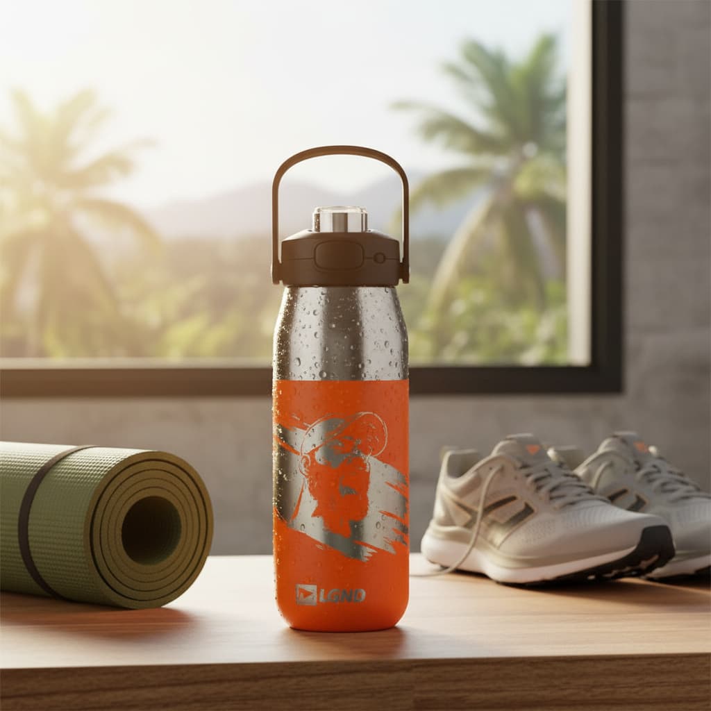 Garrafa Termica Inox 750ml Alta Durabilidade Mantem Bebidas Quentes Frias Laranja